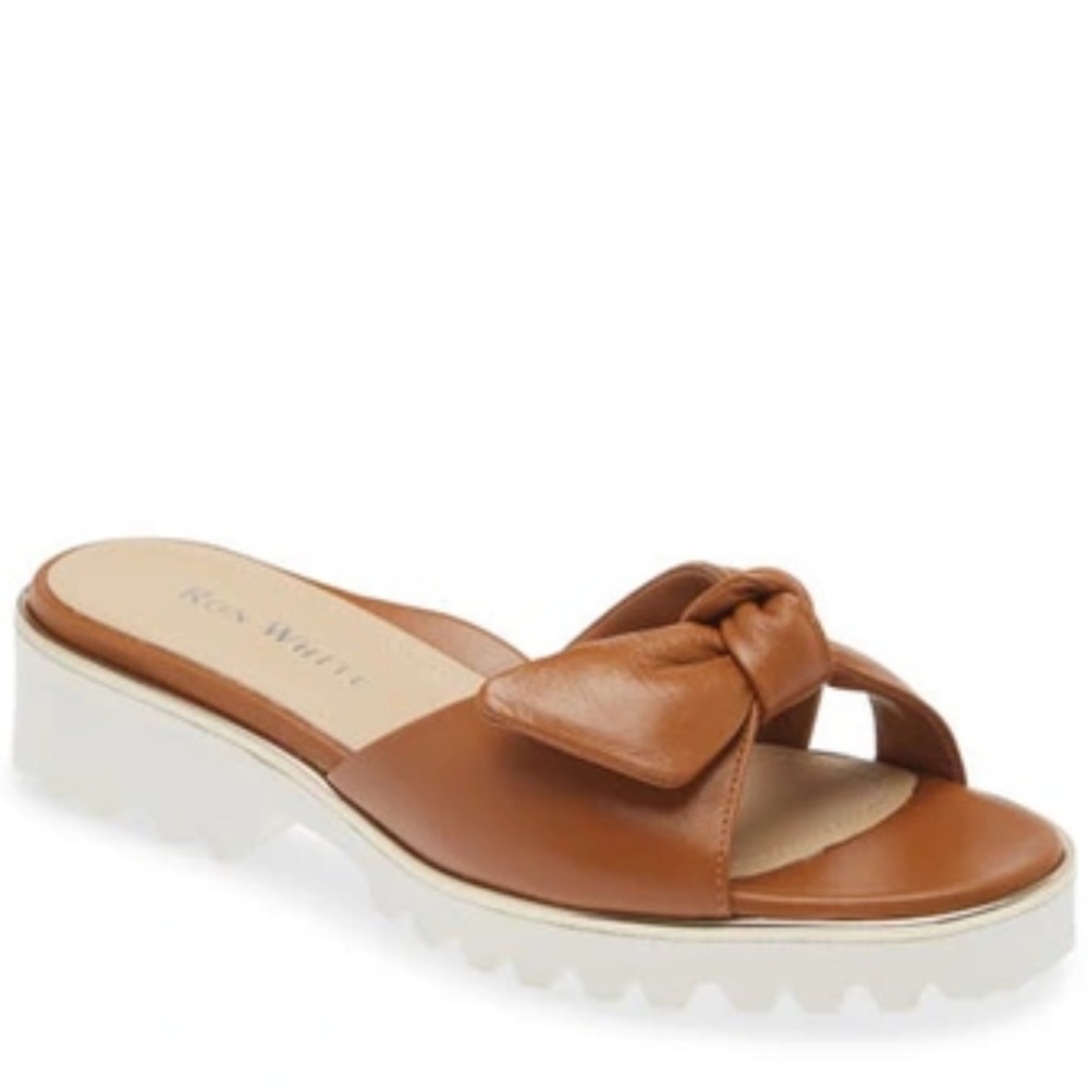 🌹RON WHITE🌹 Chrissie Slide Sandal In Cognac Size: 5